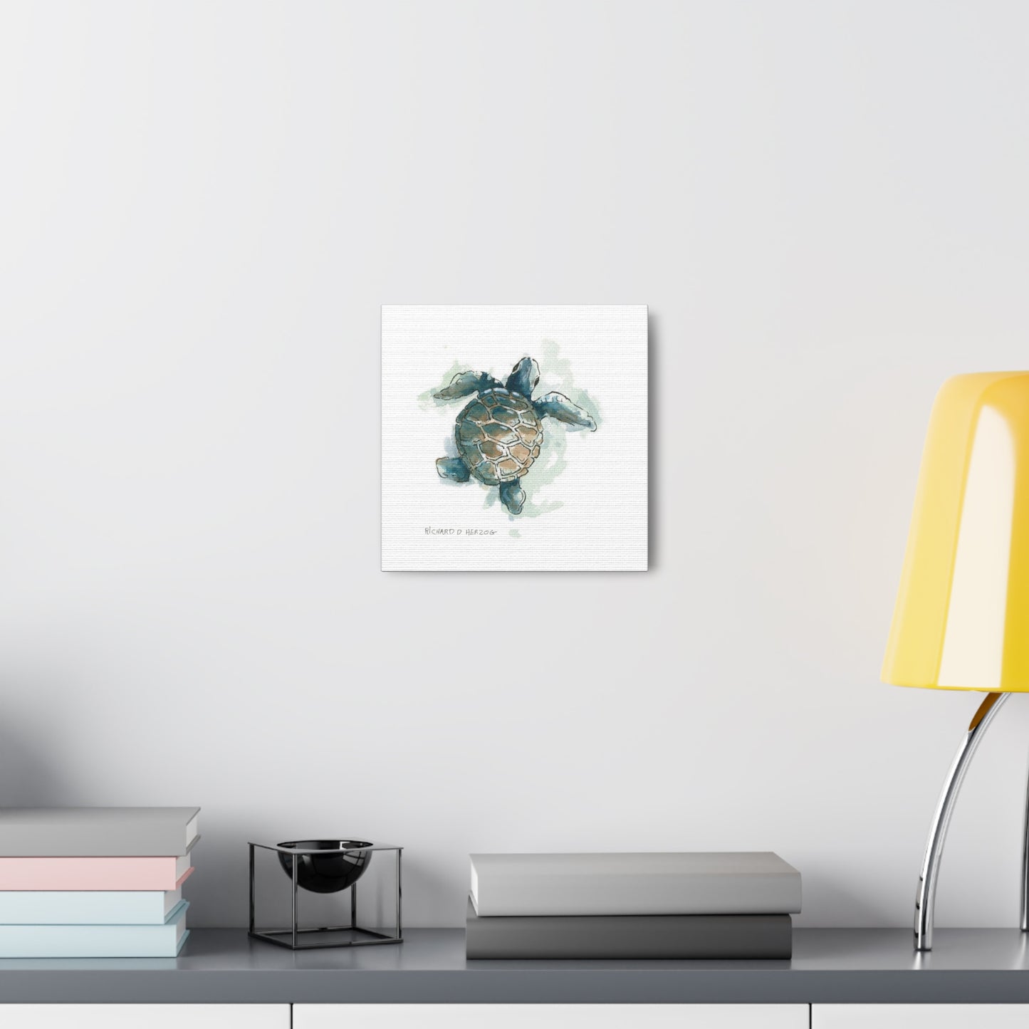 Right Sea Turtle Square Canvas Print