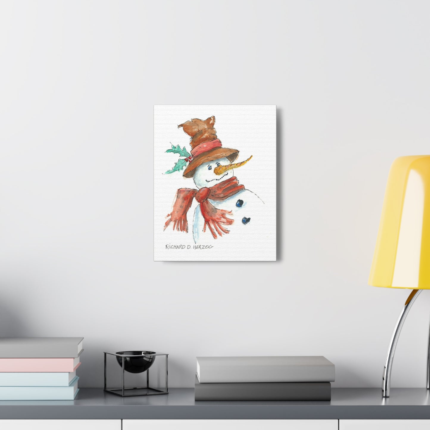 Brown Hat Snowman Canvas Print