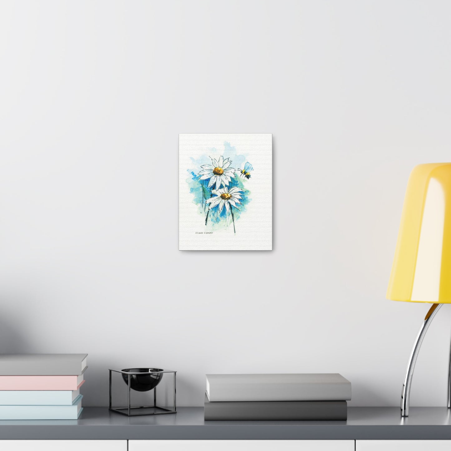 Water Color Blue Daisies Canvas Print