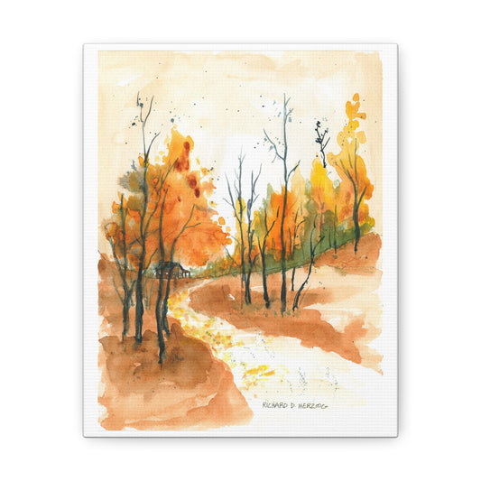 Water Color Autumn Road Canvas Print