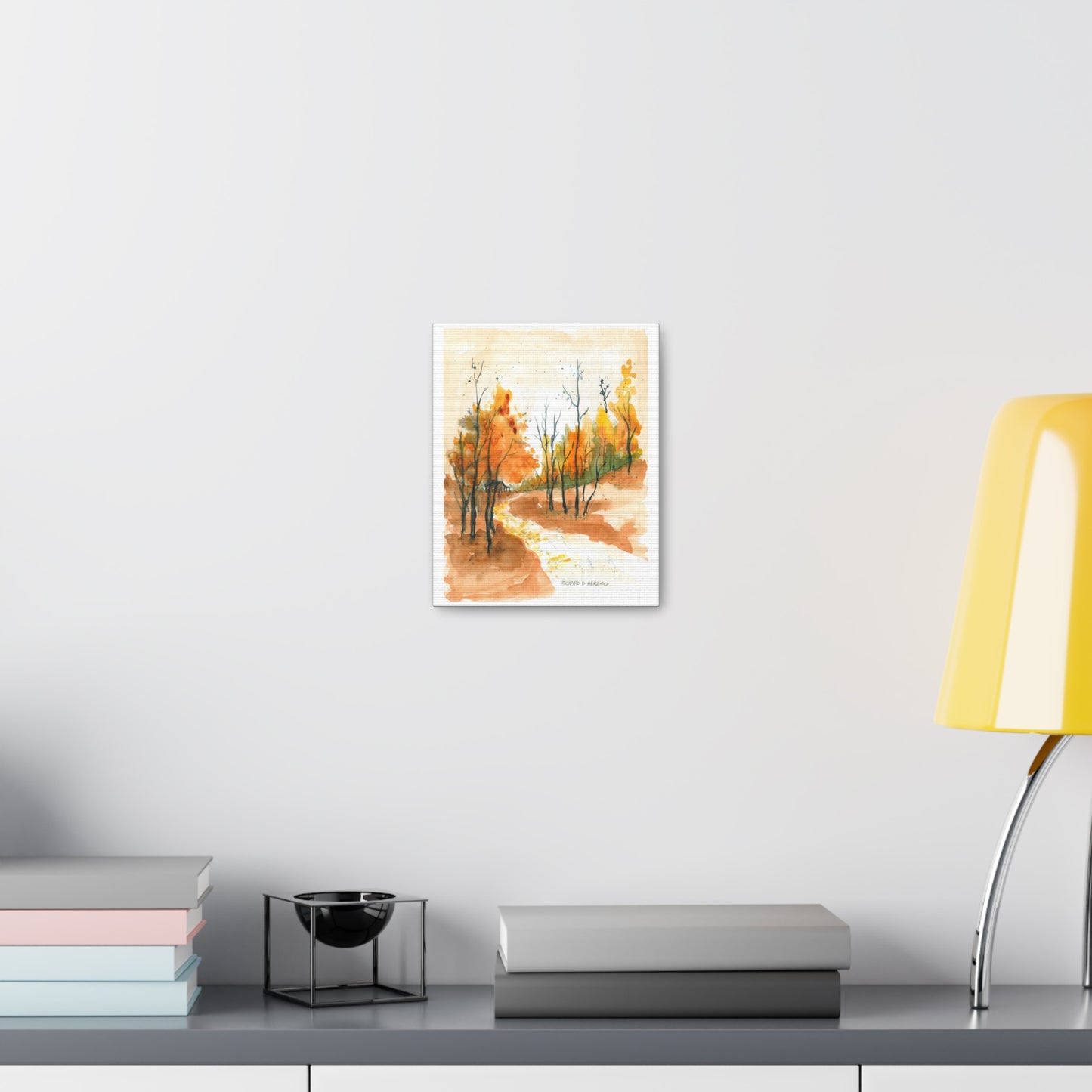 Water Color Autumn Road Canvas Print