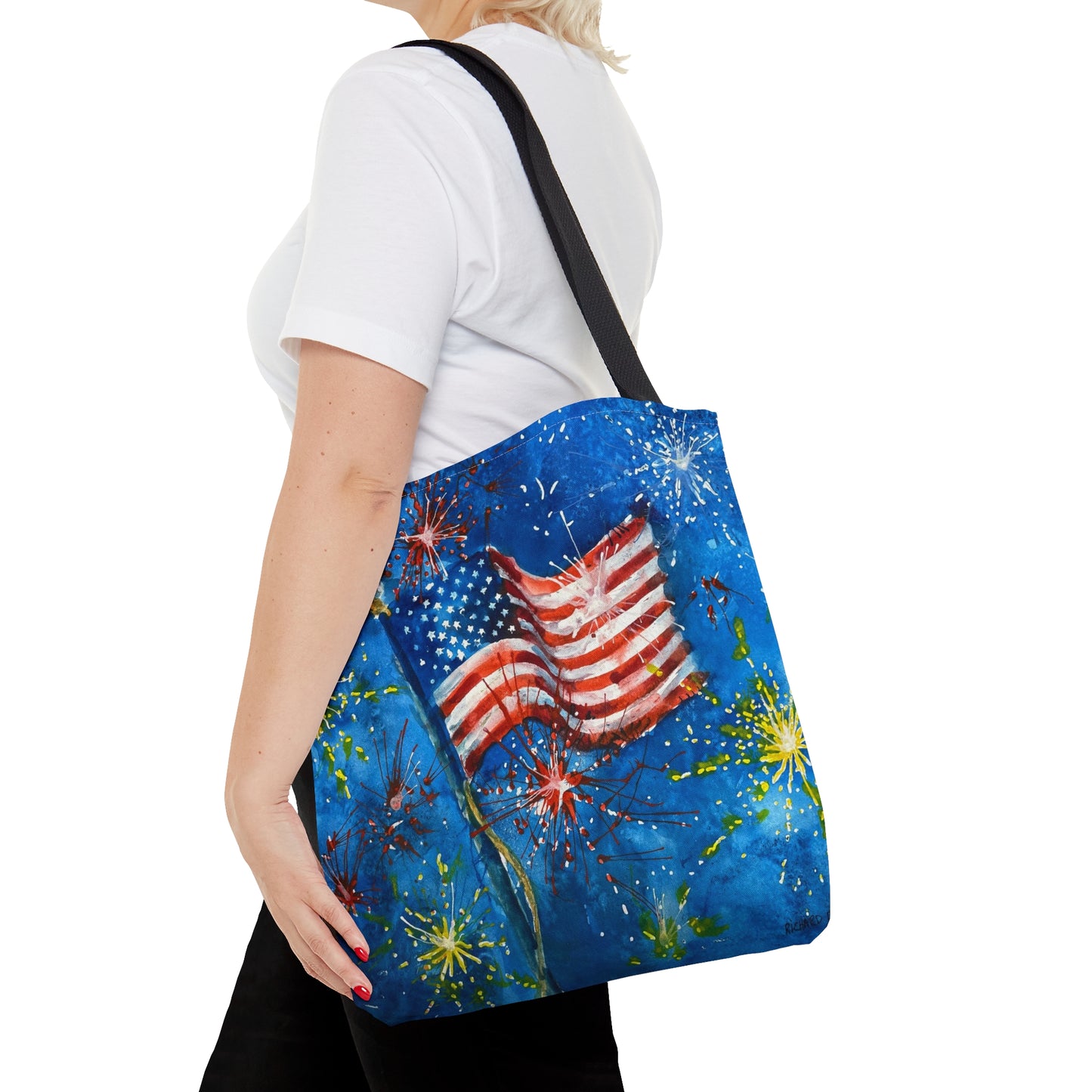 American Flag and Fireworks Tote Bag