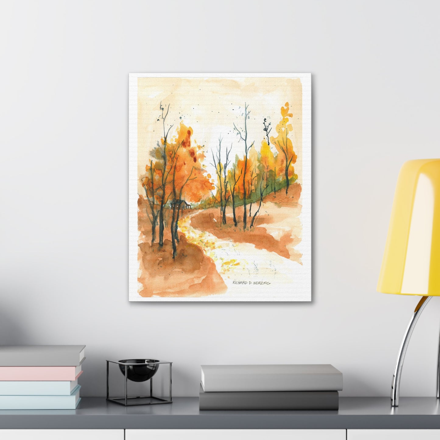 Water Color Autumn Road Canvas Print