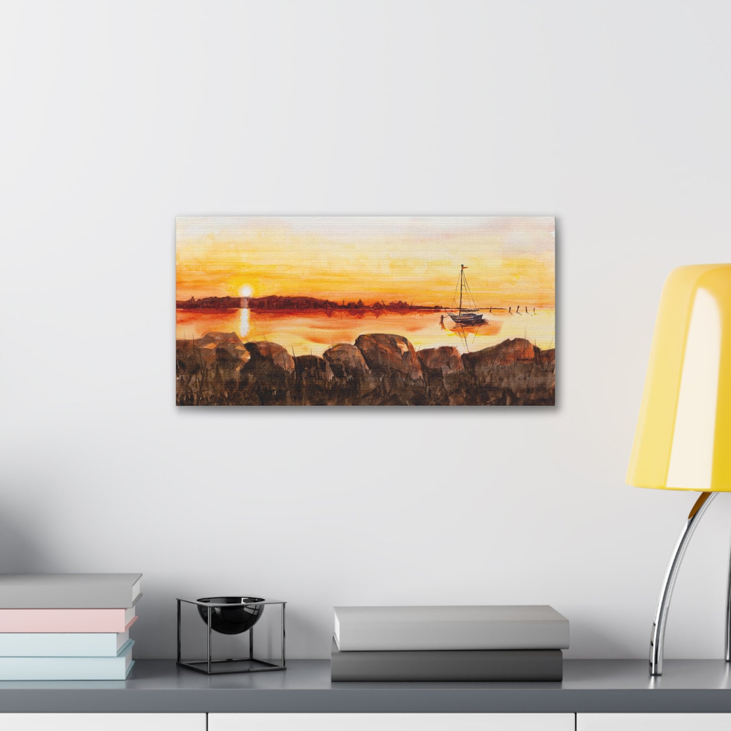 Sunset Boat Canvas Print