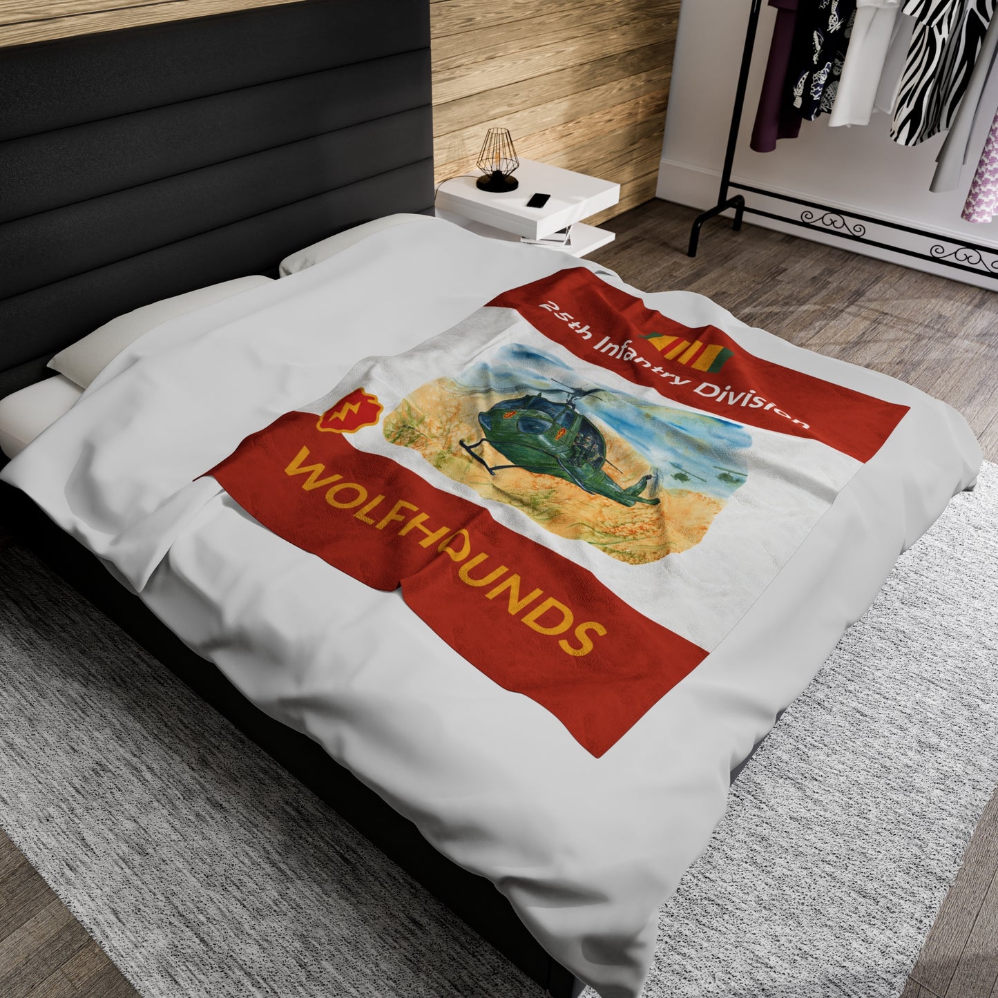 Wolfhounds 25th Infantry Vietnam Huey Blanket