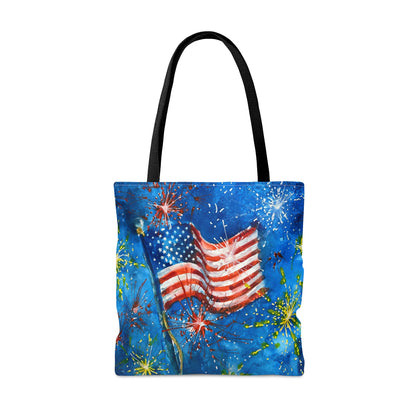 American Flag and Fireworks Tote Bag