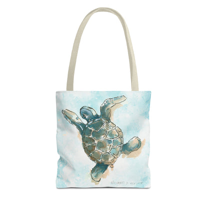 Sea Turtle Watercolor Tote Bag – Ocean-Themed Beach Shopper