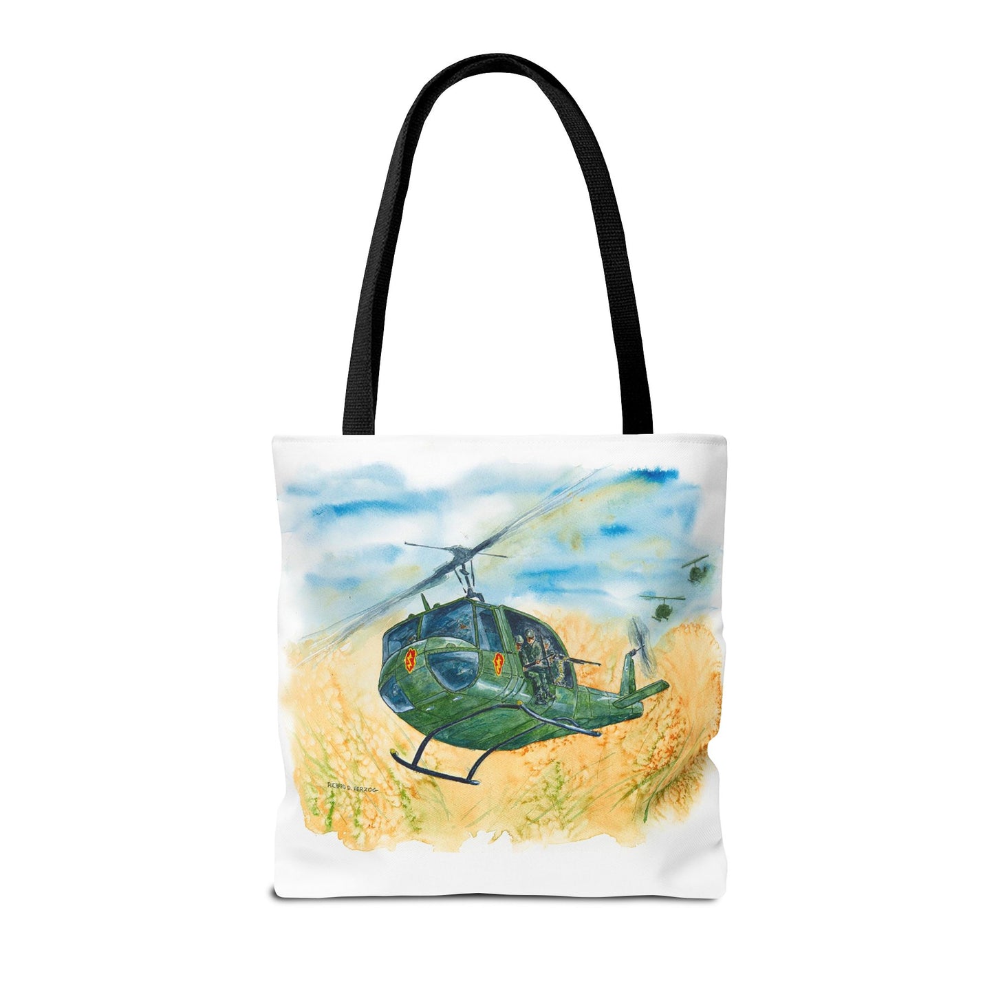 Huey Helicopter Art Tote Bag – Vintage Military Huey Illustration