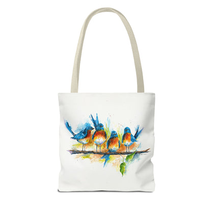 Watercolor Birds Tote Bag – Colorful Bird Branch Art Carryall