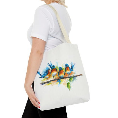 Watercolor Birds Tote Bag – Colorful Bird Branch Art Carryall
