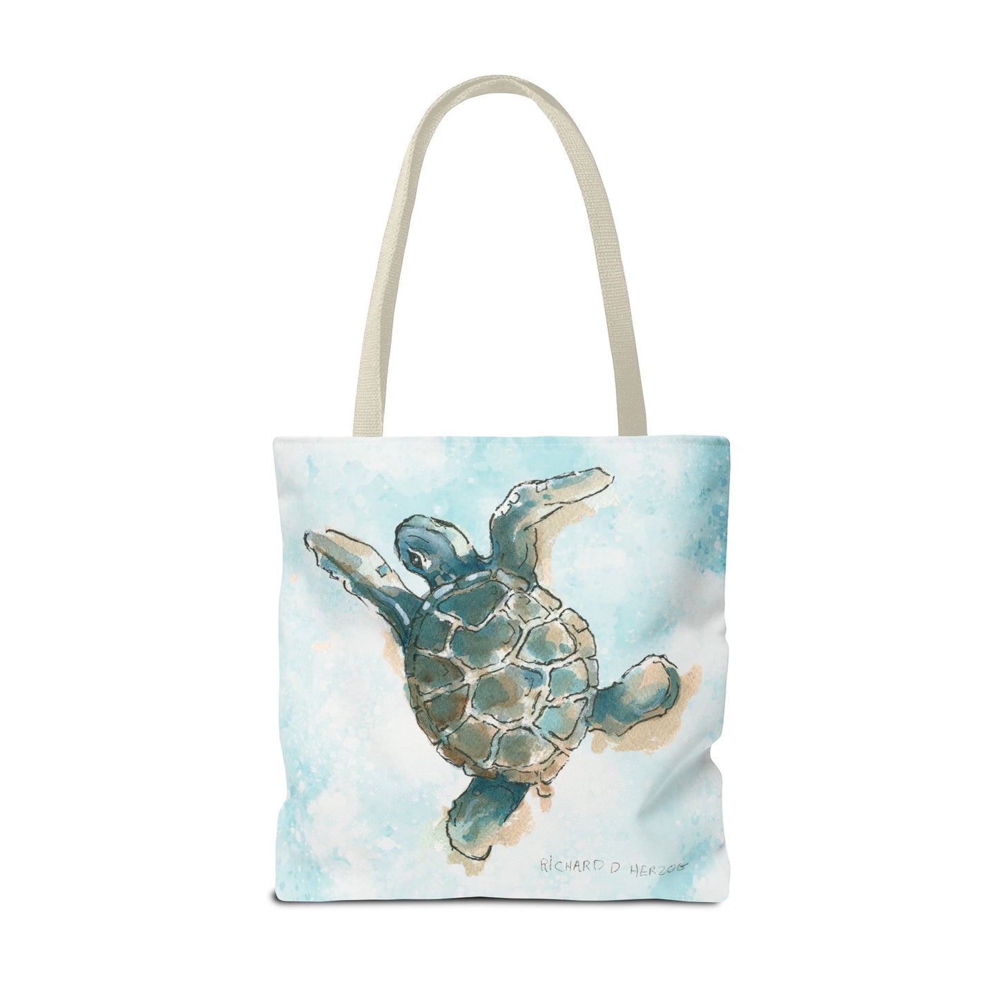 Sea Turtle Watercolor Tote Bag – Ocean-Themed Beach Shopper