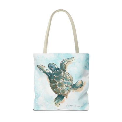Sea Turtle Watercolor Tote Bag – Ocean-Themed Beach Shopper