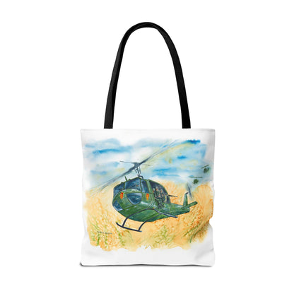Huey Helicopter Art Tote Bag – Vintage Military Huey Illustration