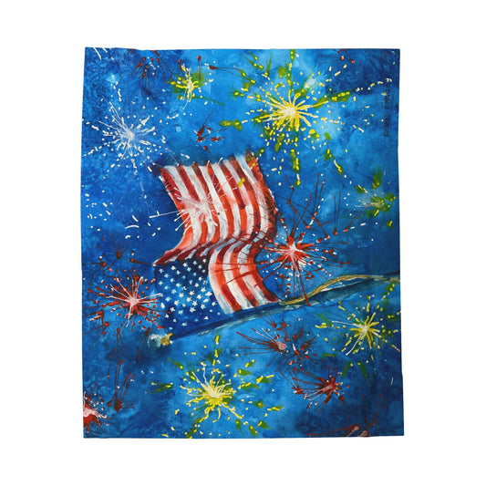 American Flag & Fireworks Blanket