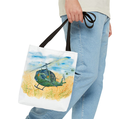 Huey Helicopter Art Tote Bag – Vintage Military Huey Illustration