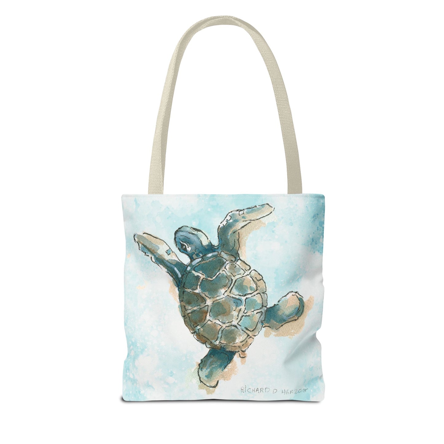 Sea Turtle Watercolor Tote Bag – Ocean-Themed Beach Shopper