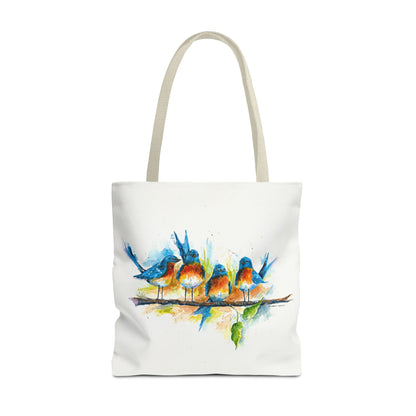 Watercolor Birds Tote Bag – Colorful Bird Branch Art Carryall