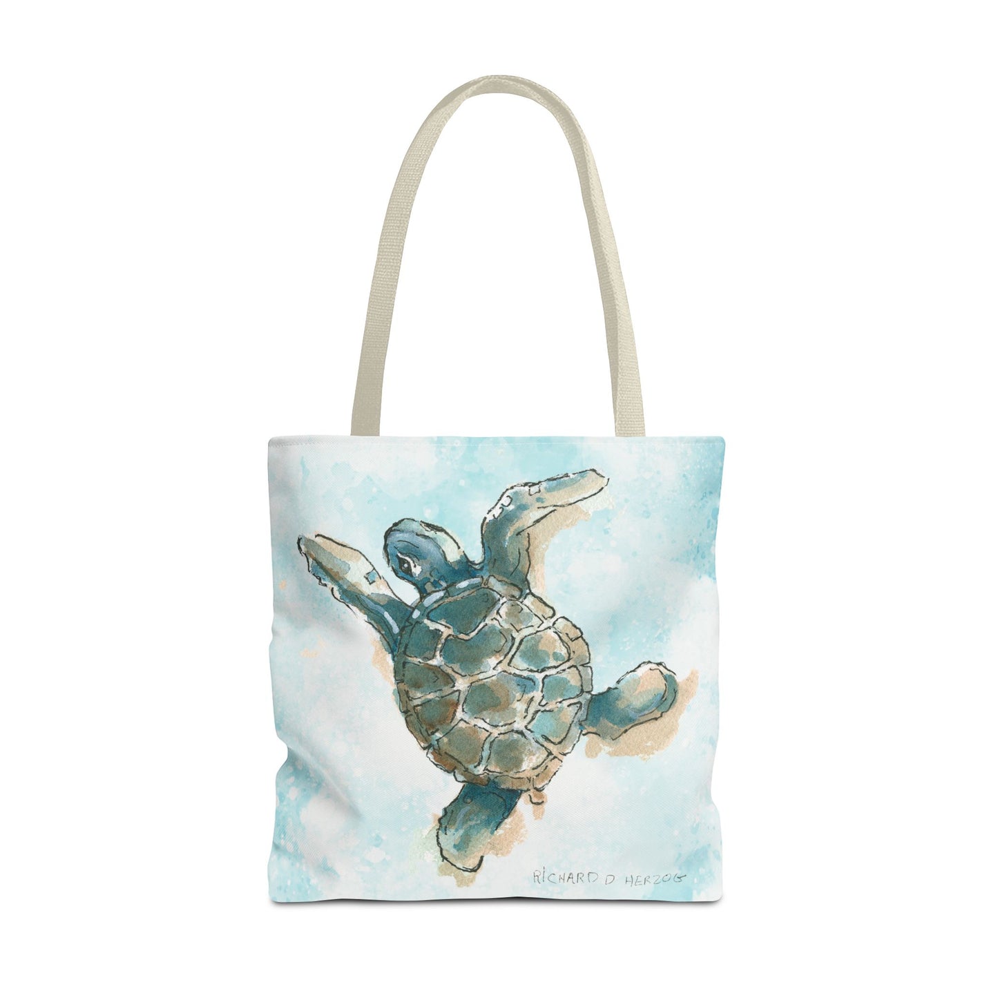 Sea Turtle Watercolor Tote Bag – Ocean-Themed Beach Shopper
