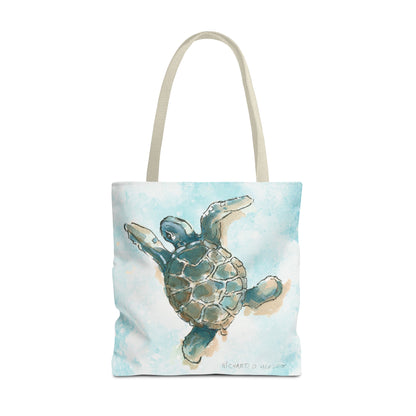 Sea Turtle Watercolor Tote Bag – Ocean-Themed Beach Shopper