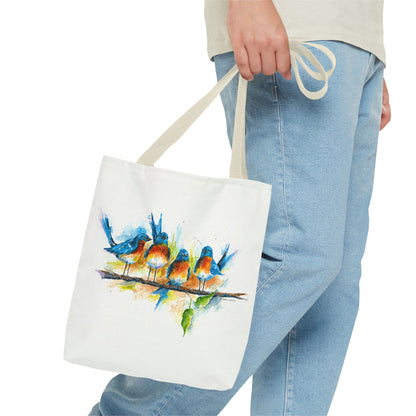 Watercolor Birds Tote Bag – Colorful Bird Branch Art Carryall