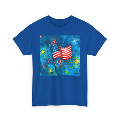 Patriotic American Flag Tee – Fireworks 4th of July T-Shirt