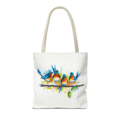 Watercolor Birds Tote Bag – Colorful Bird Branch Art Carryall