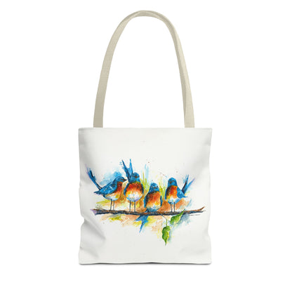 Watercolor Birds Tote Bag – Colorful Bird Branch Art Carryall