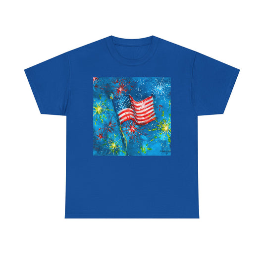 Patriotic American Flag Tee – Fireworks 4th of July T-Shirt