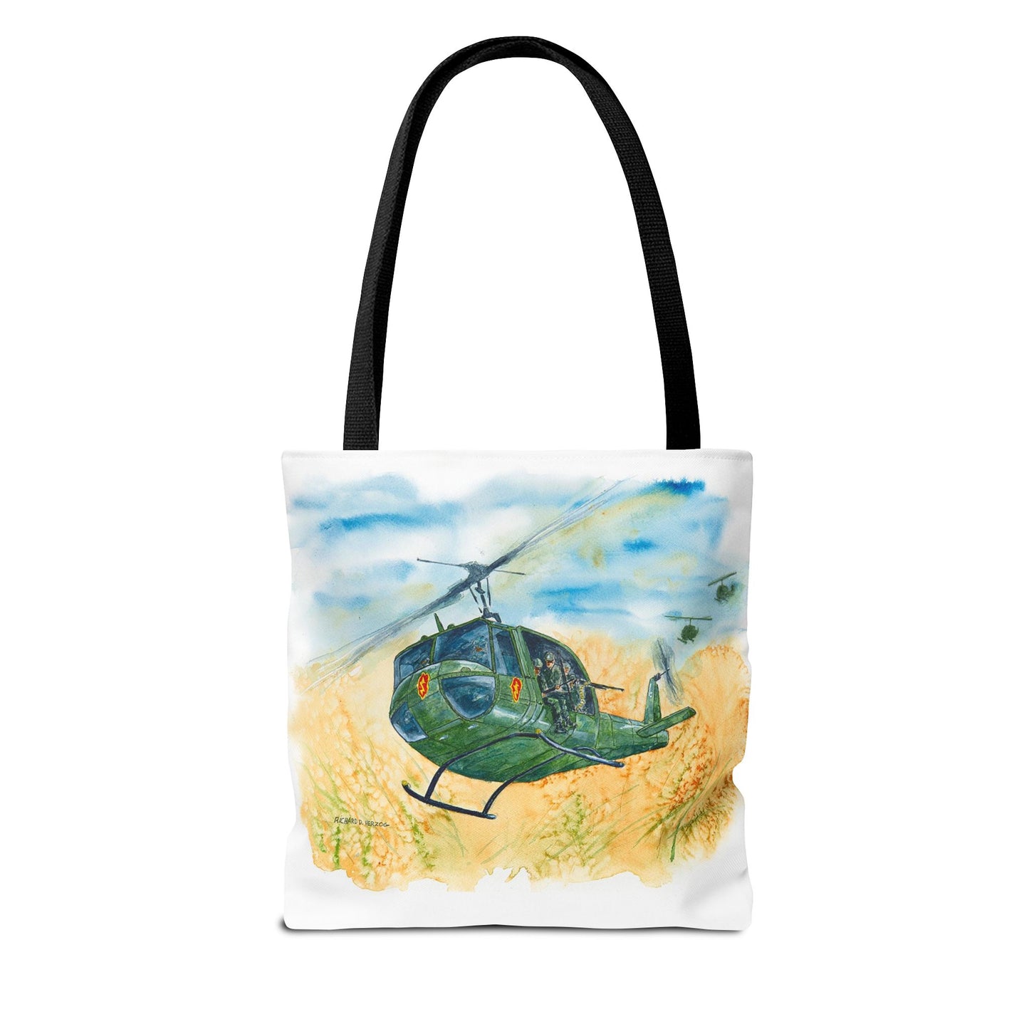 Huey Helicopter Art Tote Bag – Vintage Military Huey Illustration
