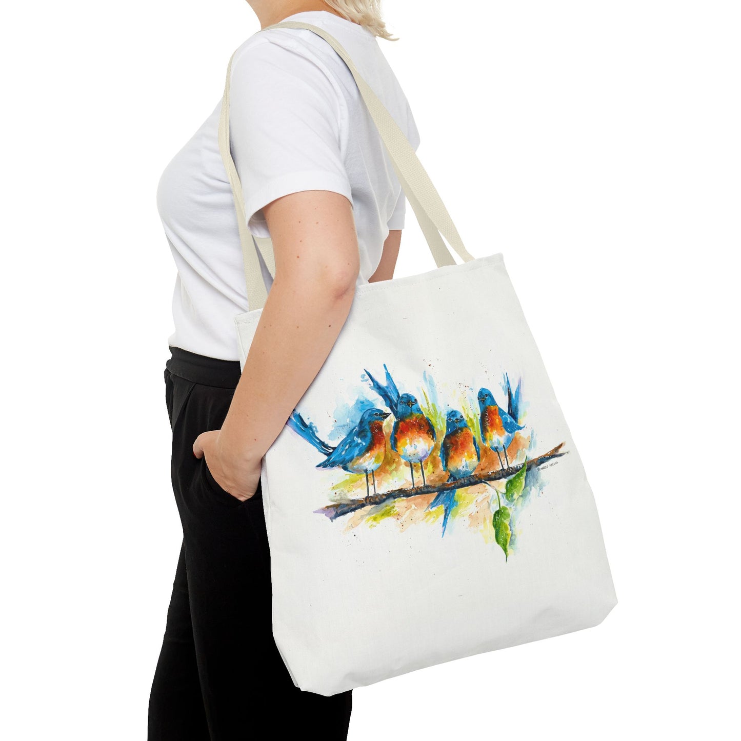 Watercolor Birds Tote Bag – Colorful Bird Branch Art Carryall