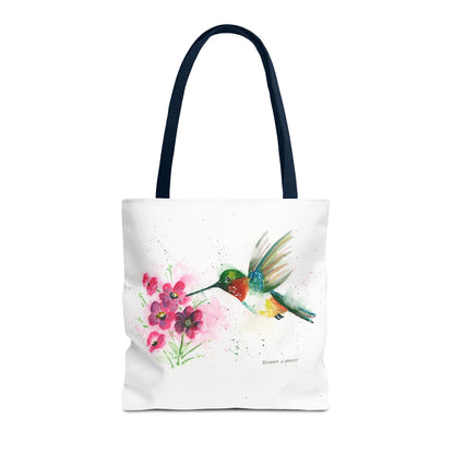 Hummingbird Watercolor Tote Bag - Floral Bird Art Canvas Tote