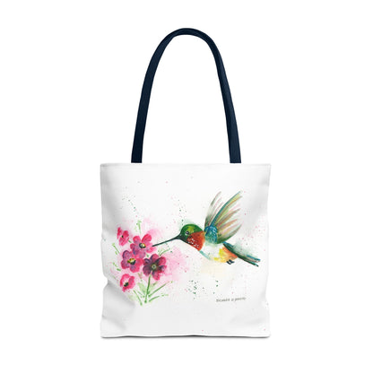 Hummingbird Watercolor Tote Bag - Floral Bird Art Canvas Tote