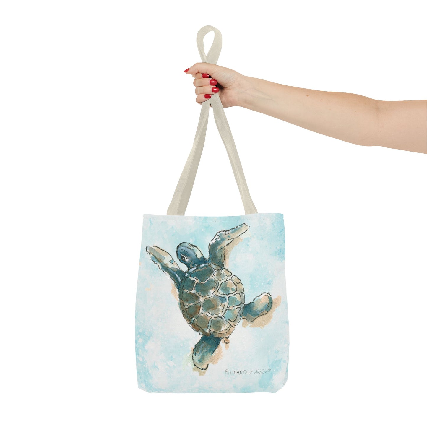 Sea Turtle Watercolor Tote Bag – Ocean-Themed Beach Shopper