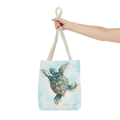 Sea Turtle Watercolor Tote Bag – Ocean-Themed Beach Shopper