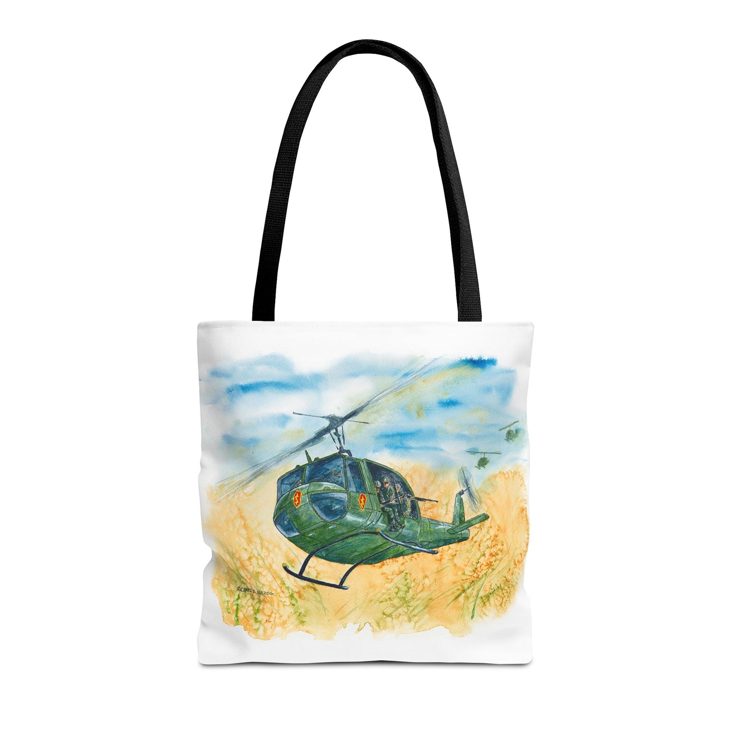 Huey Helicopter Art Tote Bag – Vintage Military Huey Illustration