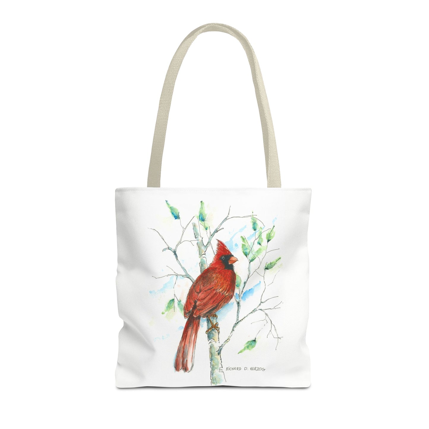 Cardinal Bird Tote Bag - Watercolor Northern Cardinal Canvas Tote