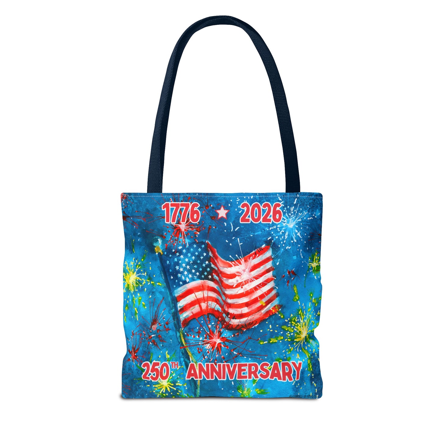 Patriotic 250th Anniversary Tote Bag — 1776–2026 American Flag Fireworks Tote