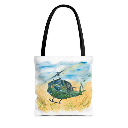 Huey Helicopter Art Tote Bag – Vintage Military Huey Illustration