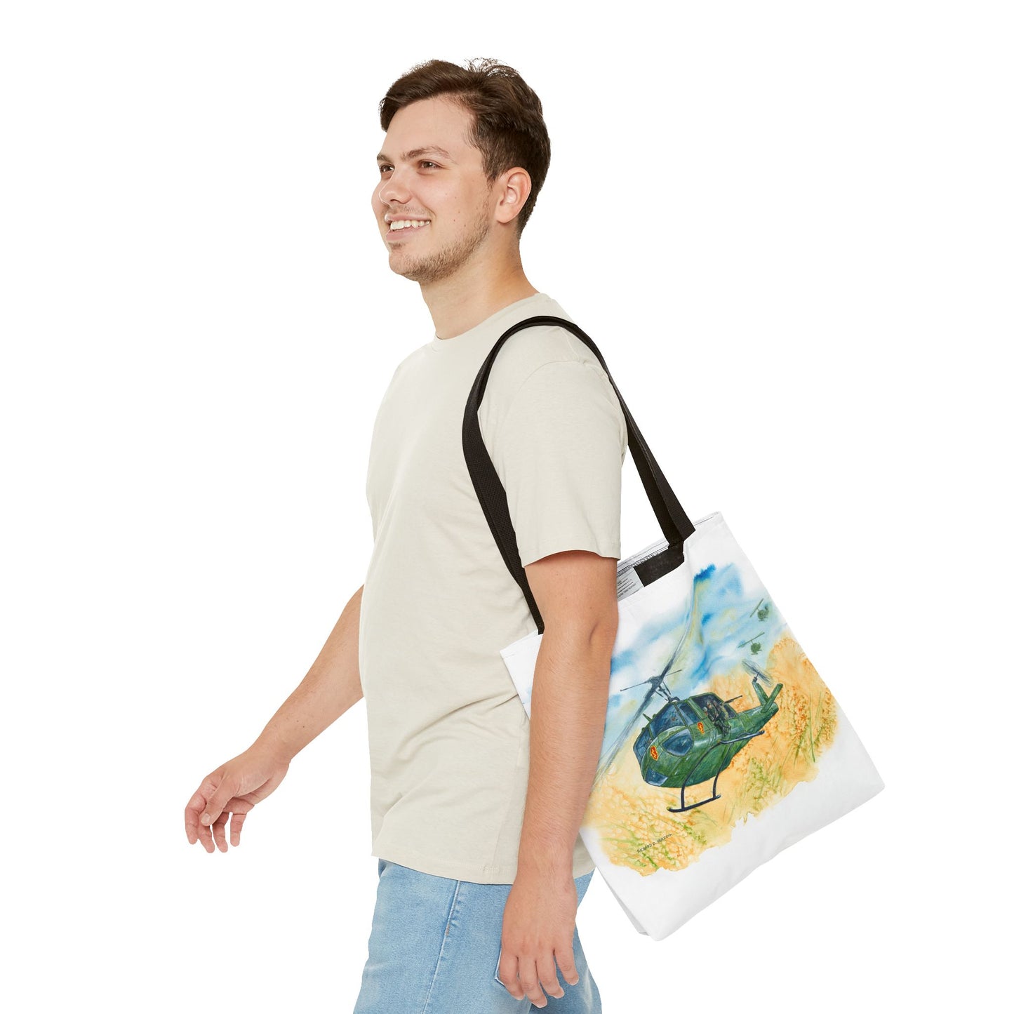 Huey Helicopter Art Tote Bag – Vintage Military Huey Illustration