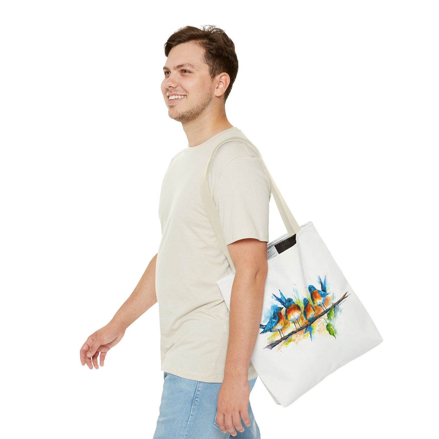 Watercolor Birds Tote Bag – Colorful Bird Branch Art Carryall