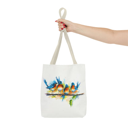 Watercolor Birds Tote Bag – Colorful Bird Branch Art Carryall
