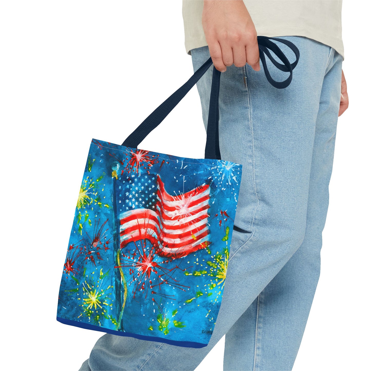 American Flag Fireworks Tote Bag