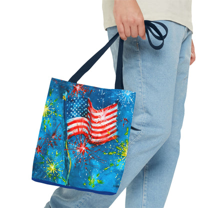 American Flag Fireworks Tote Bag