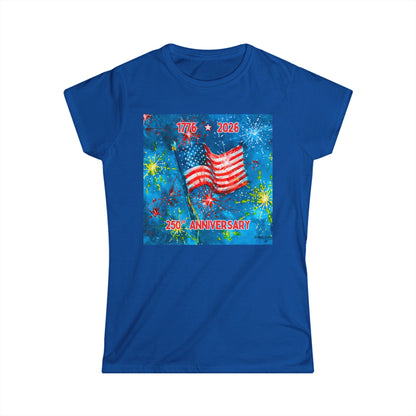 Women’s Tee - 250th Anniversary American Flag 1776-2026 Patriotic Fireworks