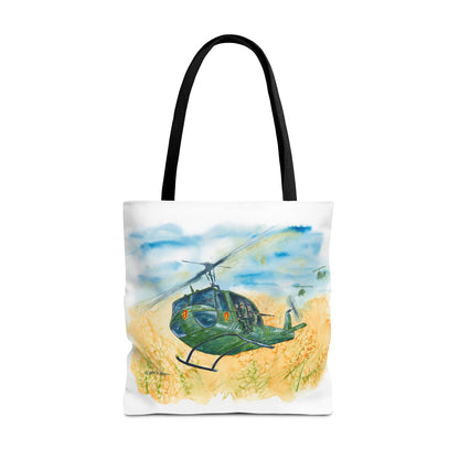 Huey Helicopter Art Tote Bag – Vintage Military Huey Illustration