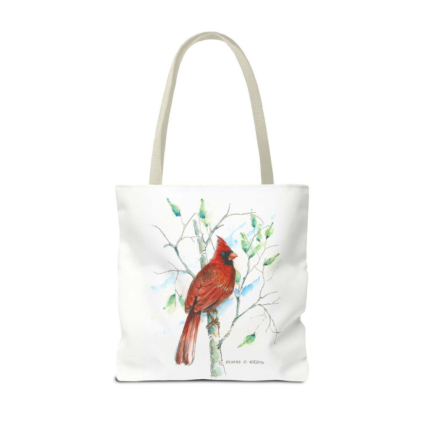 Cardinal Bird Tote Bag - Watercolor Northern Cardinal Canvas Tote