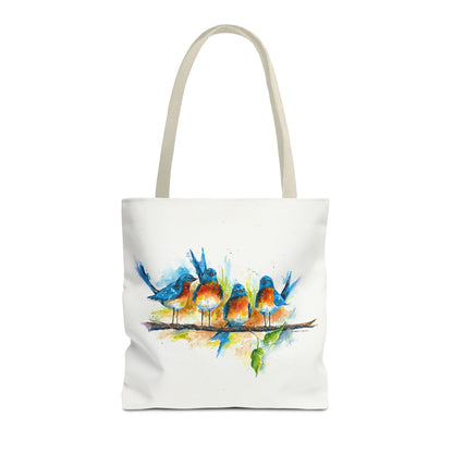 Watercolor Birds Tote Bag – Colorful Bird Branch Art Carryall