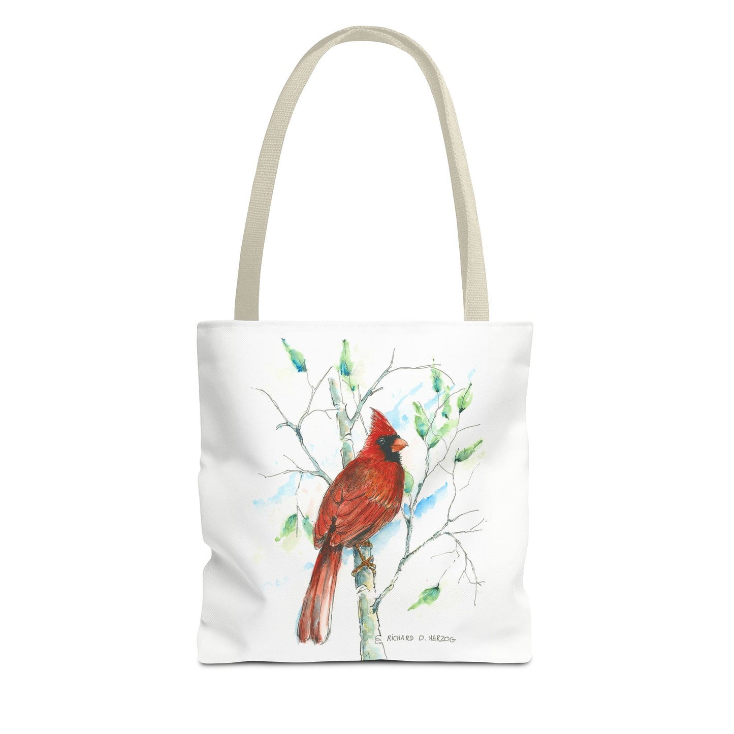 Cardinal Bird Tote Bag - Watercolor Northern Cardinal Canvas Tote