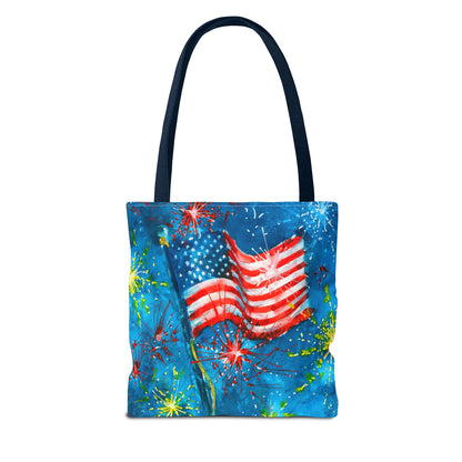 American Flag Fireworks Tote Bag