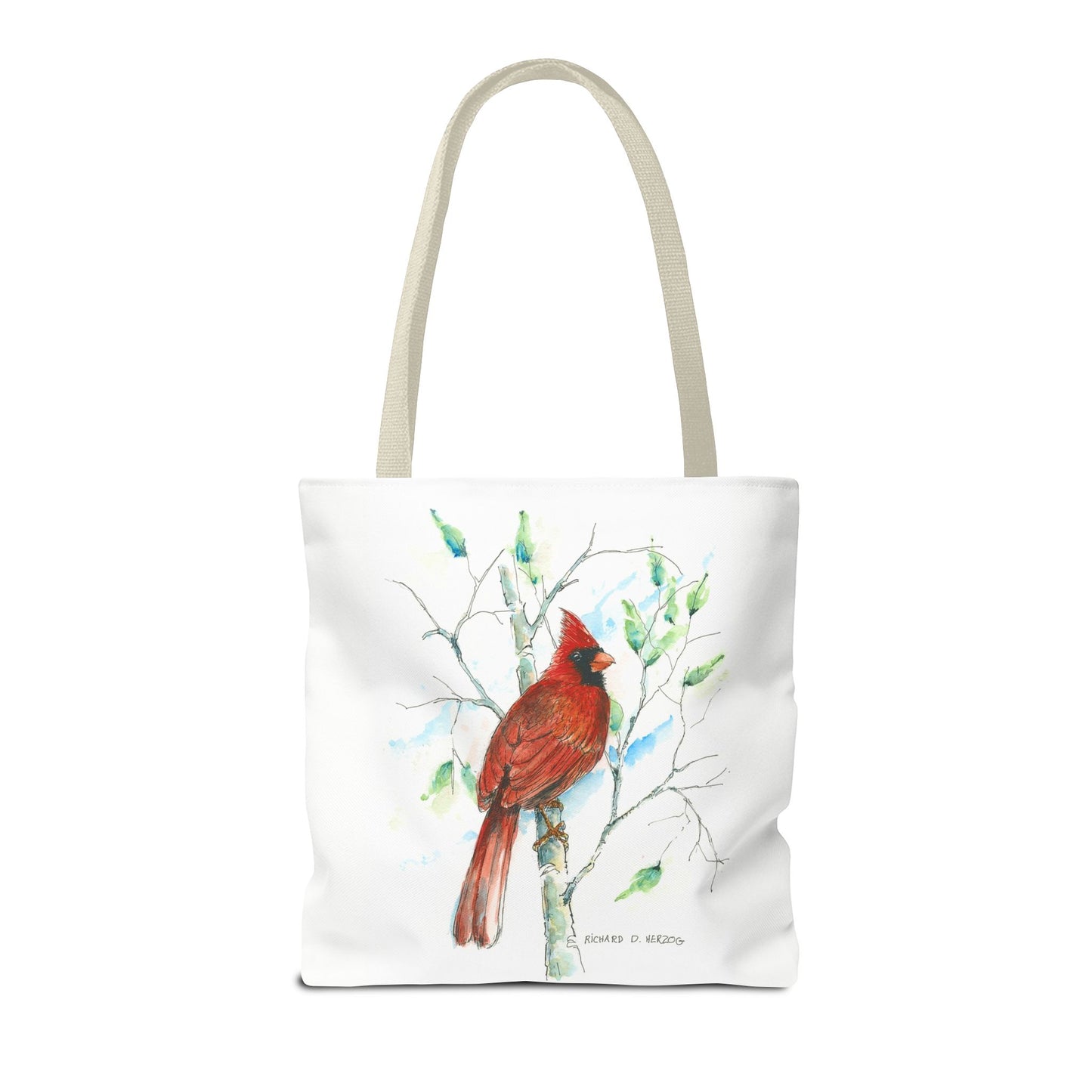 Cardinal Bird Tote Bag - Watercolor Northern Cardinal Canvas Tote